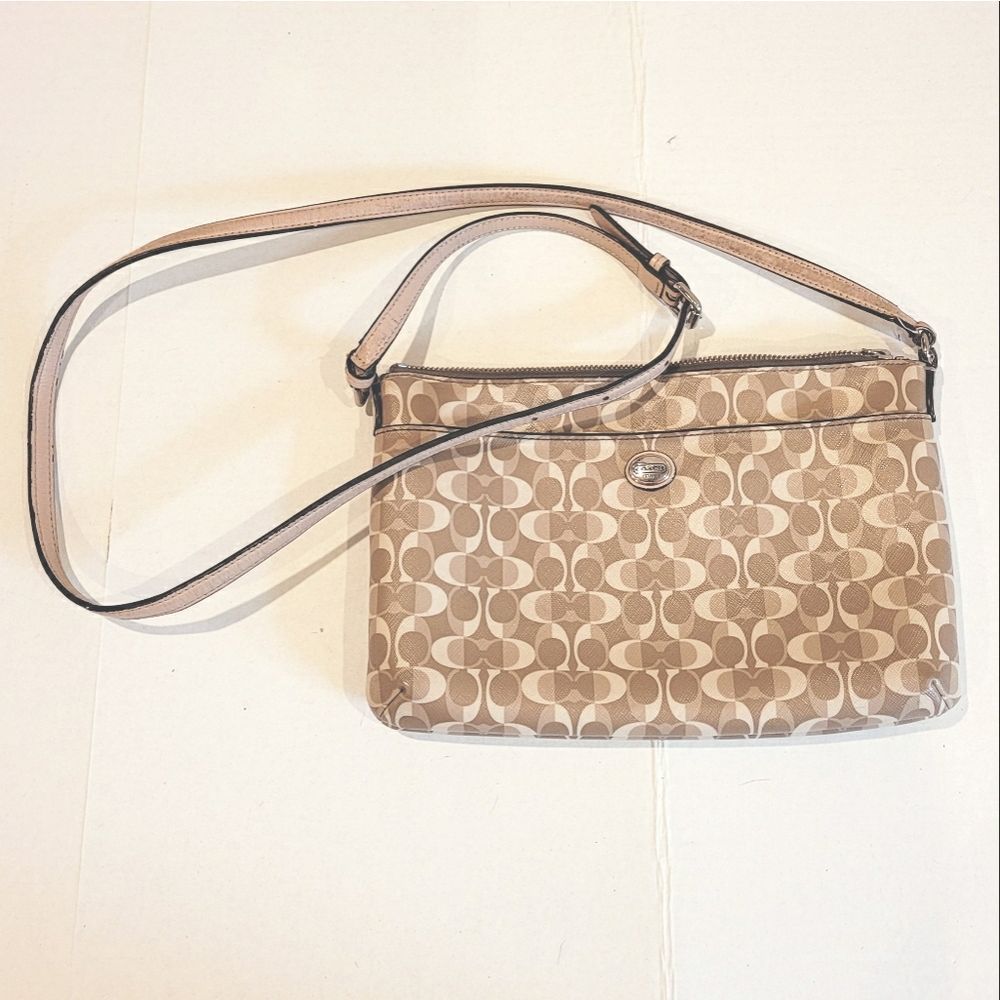 Coach Logo Tan Crossbody Bag